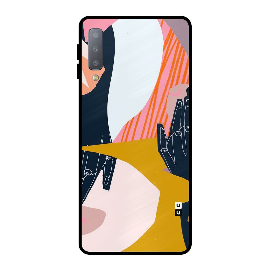 Abstract Hands Metal Back Case for Galaxy A7 (2018)