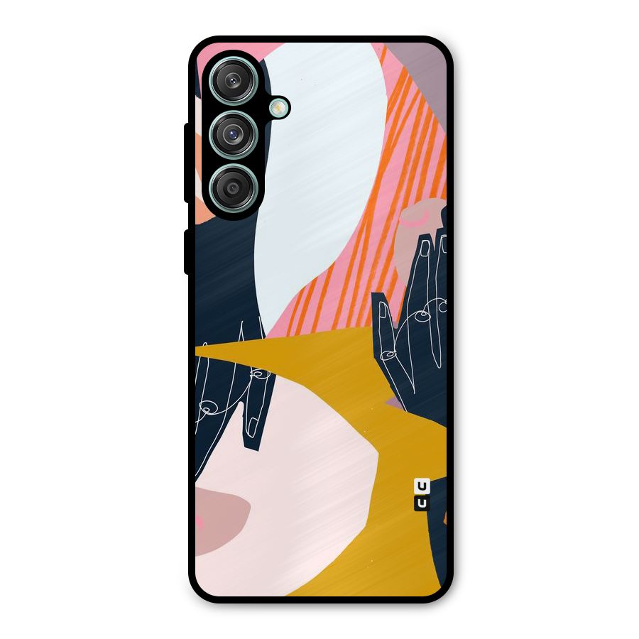 Abstract Hands Metal Back Case for Galaxy M55 5G