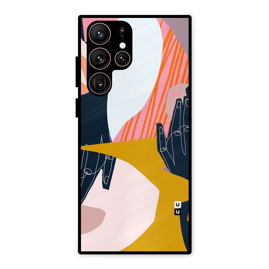 Abstract Hands Metal Back Case for Galaxy S22 Ultra 5G