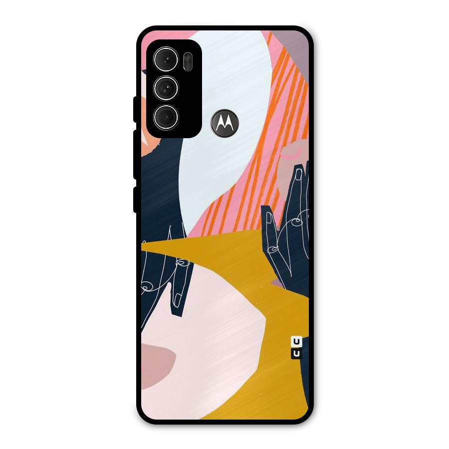 Abstract Hands Metal Back Case for Moto G60