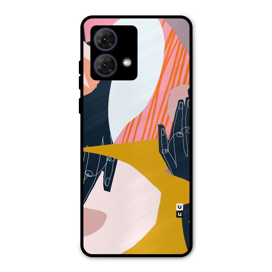 Abstract Hands Metal Back Case for Moto G84