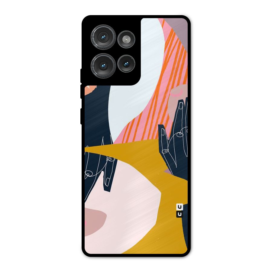 Abstract Hands Metal Back Case for Motorola Edge 50