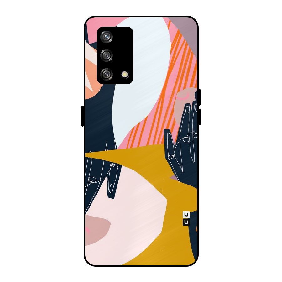 Abstract Hands Metal Back Case for Oppo F19s