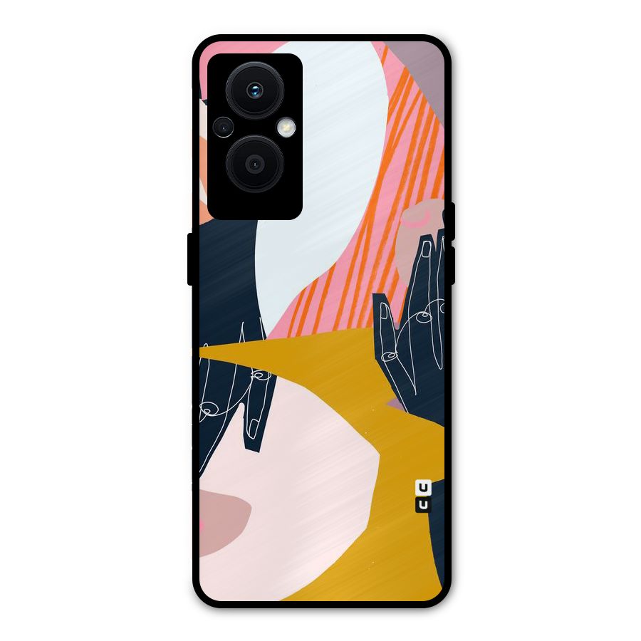 Abstract Hands Metal Back Case for Oppo F21 Pro 5G