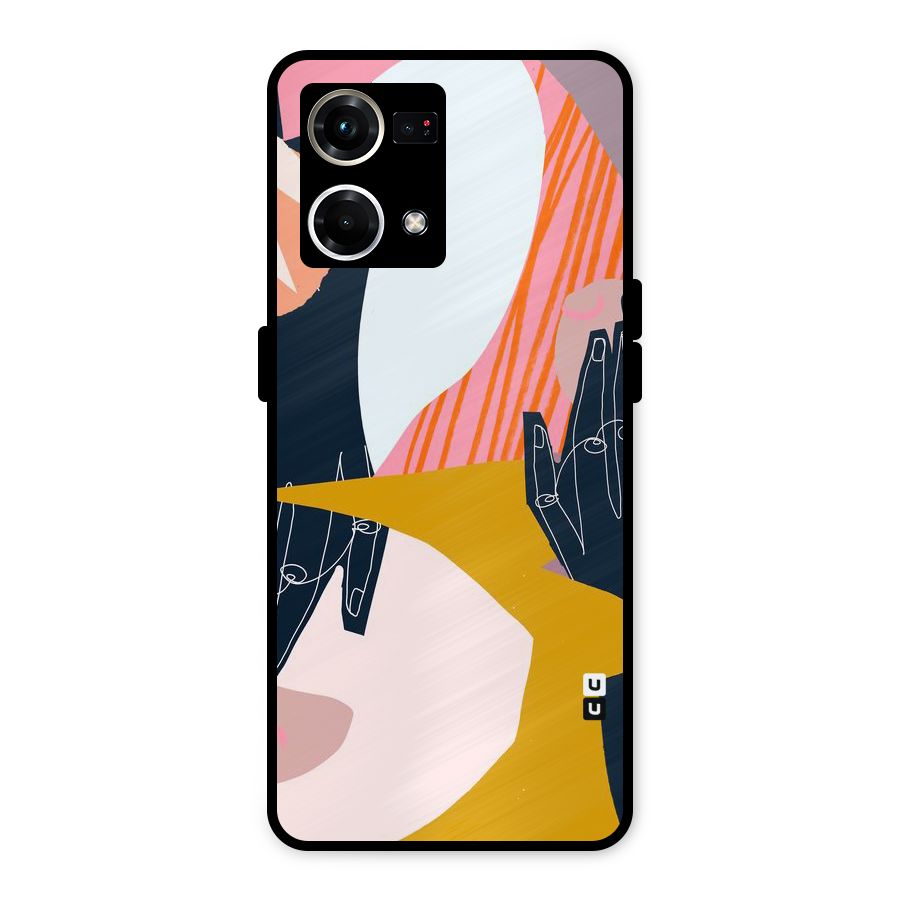 Abstract Hands Metal Back Case for Oppo F21s Pro 4G