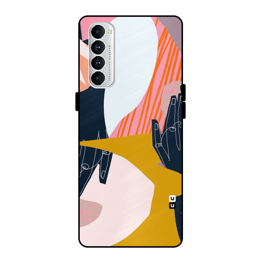Abstract Hands Metal Back Case for Oppo Reno4 Pro