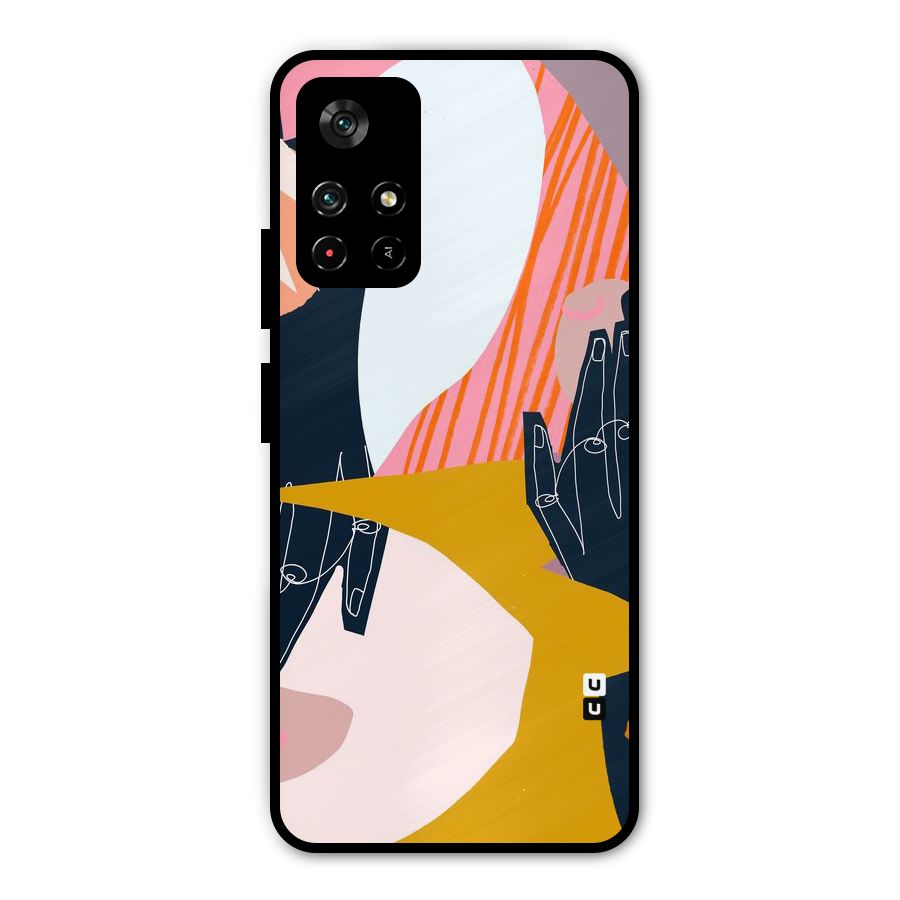 Abstract Hands Metal Back Case for Poco M4 Pro 5G