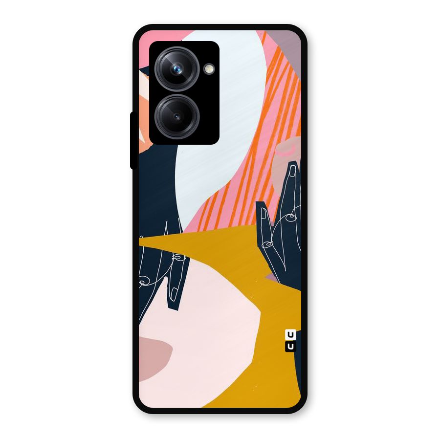 Abstract Hands Metal Back Case for Realme 10 Pro