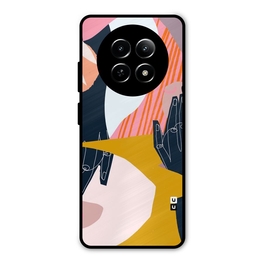 Abstract Hands Metal Back Case for Realme Narzo 70x 5G