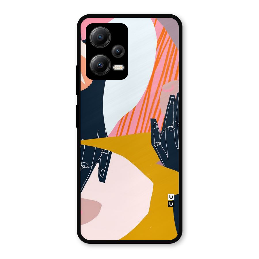 Abstract Hands Metal Back Case for Redmi Note 12 5G