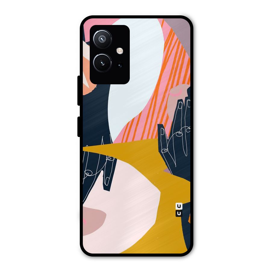 Abstract Hands Metal Back Case for Vivo T1 5G