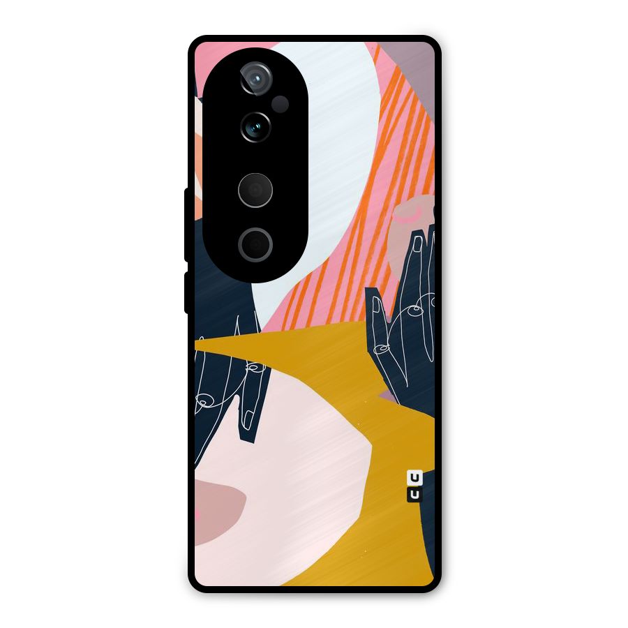 Abstract Hands Metal Back Case for Vivo T3 Ultra