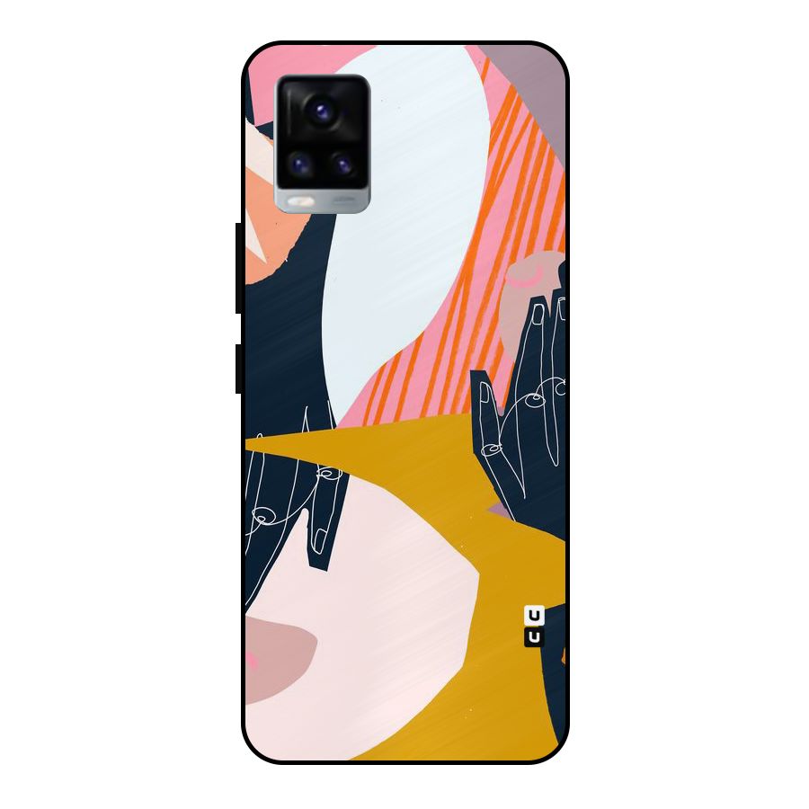 Abstract Hands Metal Back Case for Vivo V20 2021