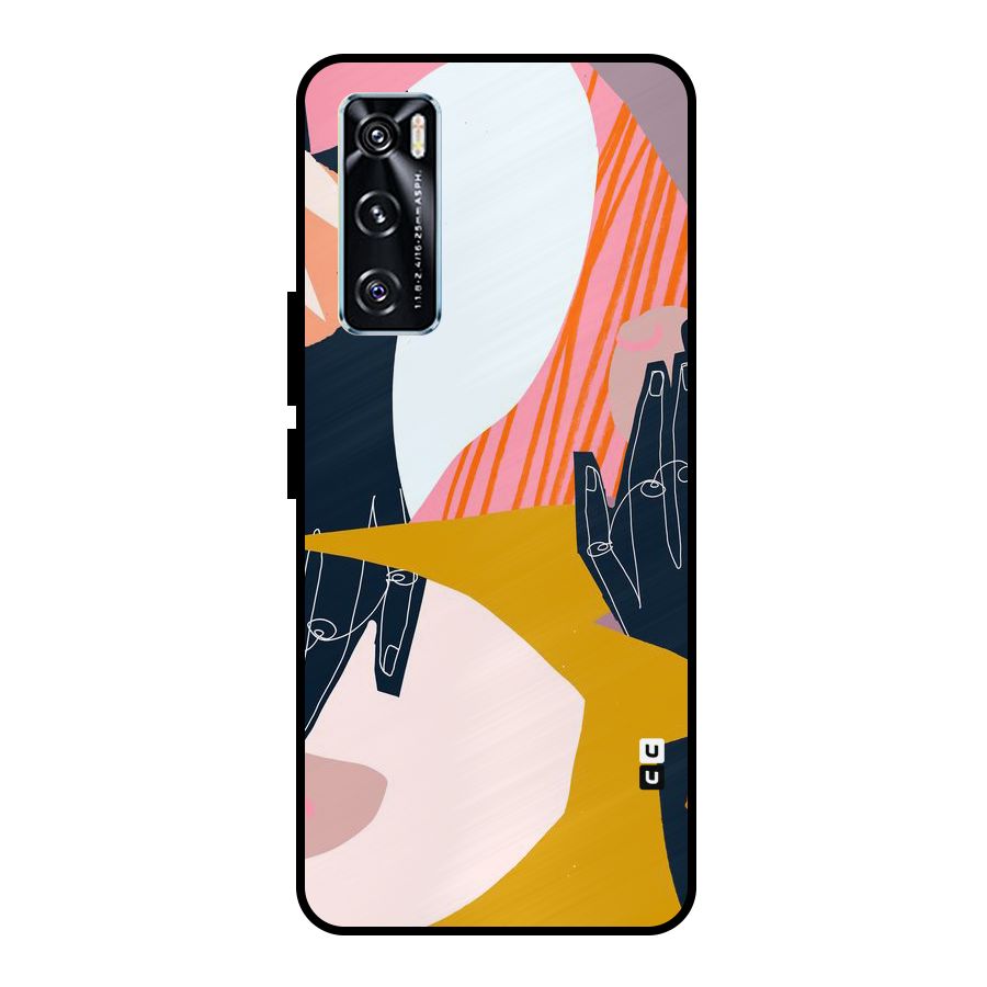 Abstract Hands Metal Back Case for Vivo V20 SE