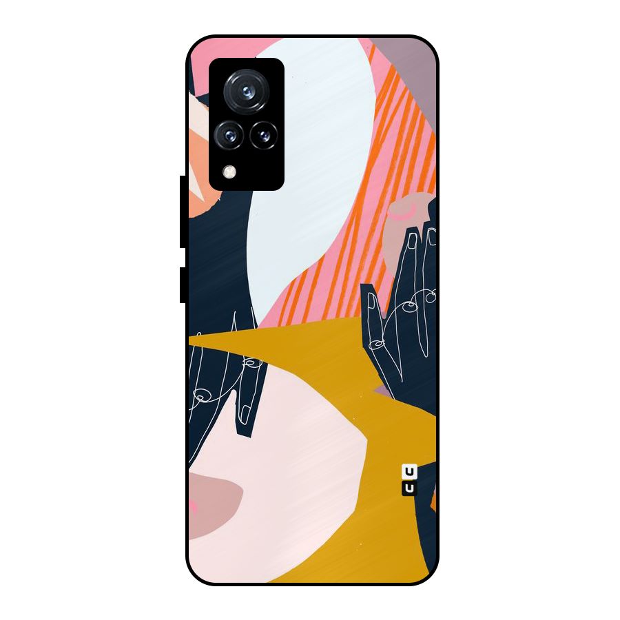 Abstract Hands Metal Back Case for Vivo V21 5G