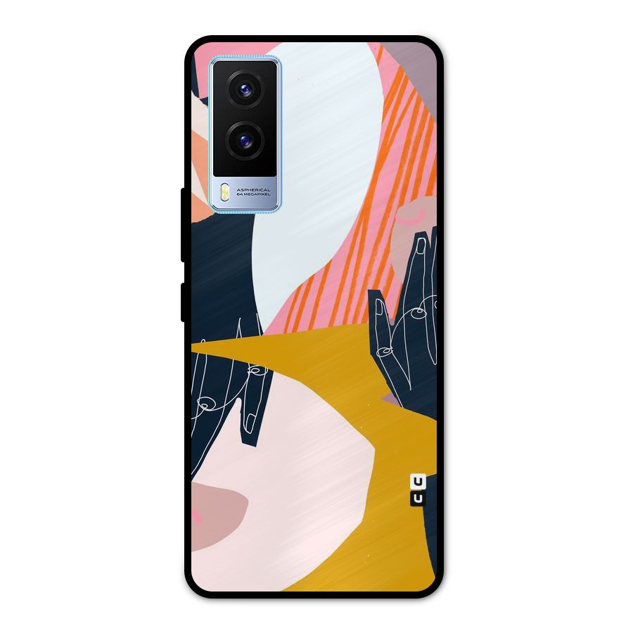 Abstract Hands Metal Back Case for Vivo V21e 5G