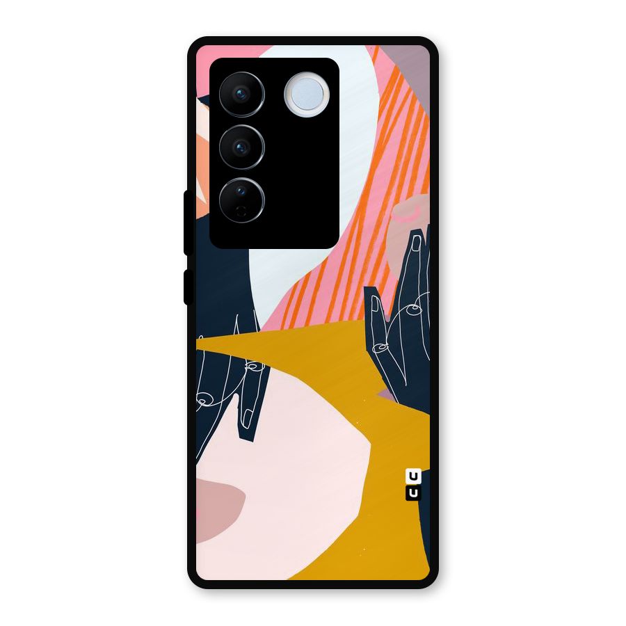 Abstract Hands Metal Back Case for Vivo V27