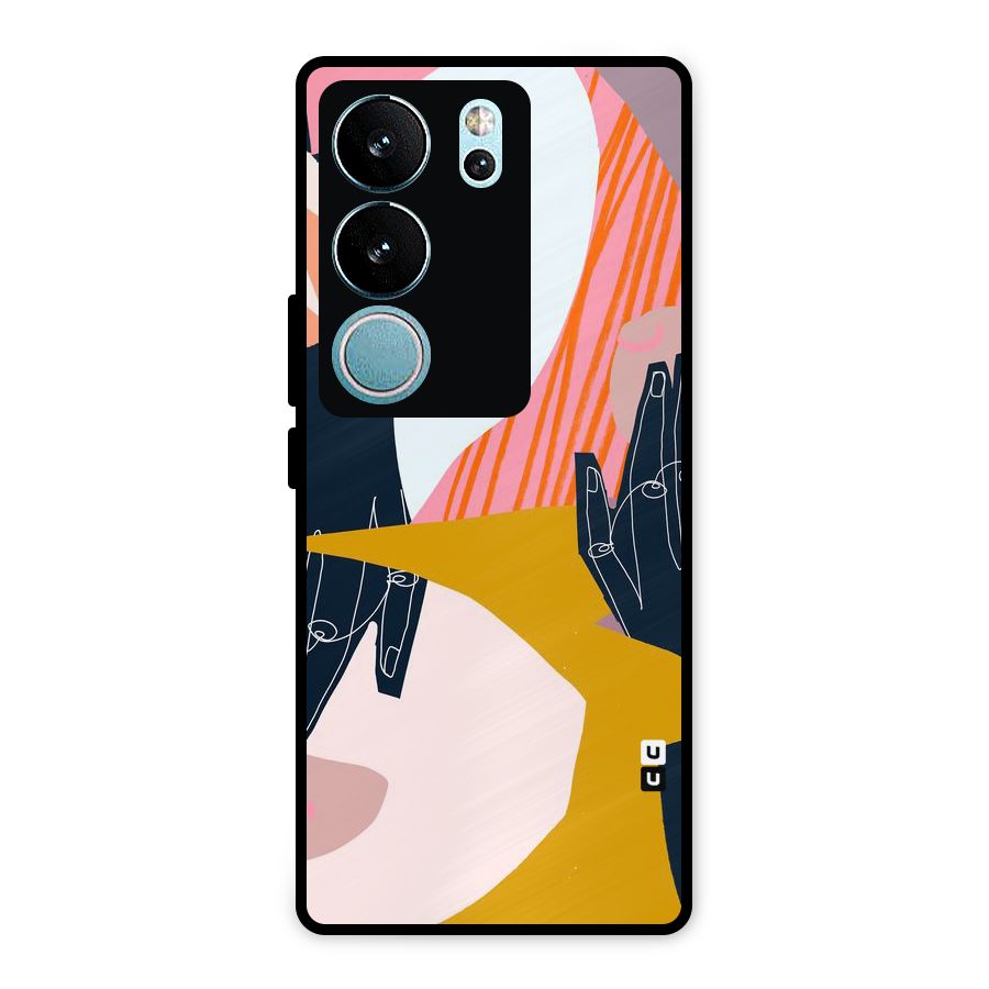 Abstract Hands Metal Back Case for Vivo V29 Pro