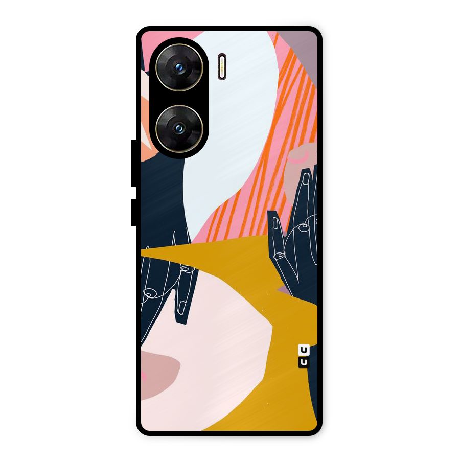 Abstract Hands Metal Back Case for Vivo V29e