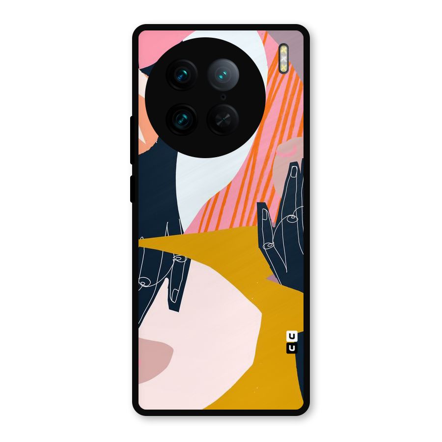 Abstract Hands Metal Back Case for Vivo X90 Pro