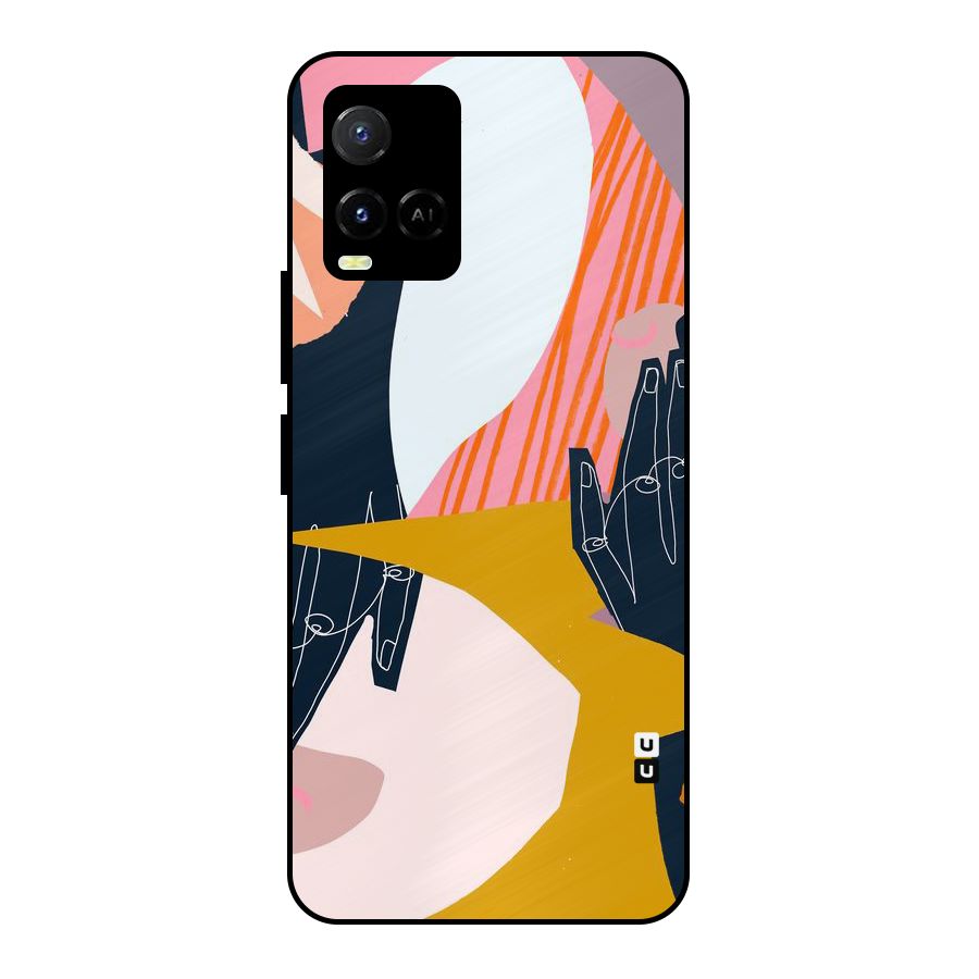Abstract Hands Metal Back Case for Vivo Y21T