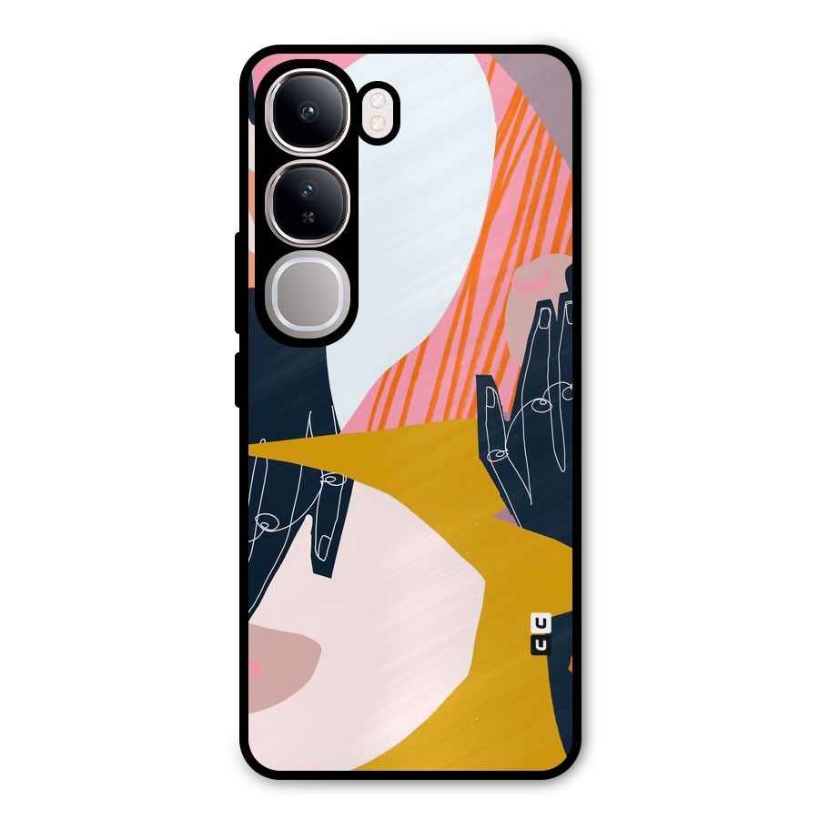 Abstract Hands Metal Back Case for Vivo Y300