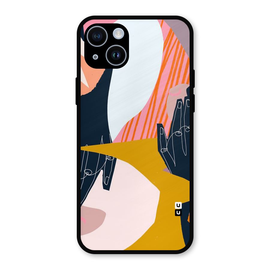 Abstract Hands Metal Back Case for iPhone 14