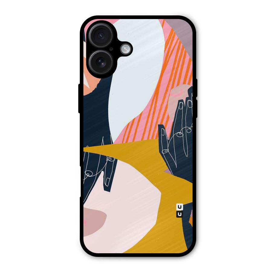 Abstract Hands Metal Back Case for iPhone 16 Plus