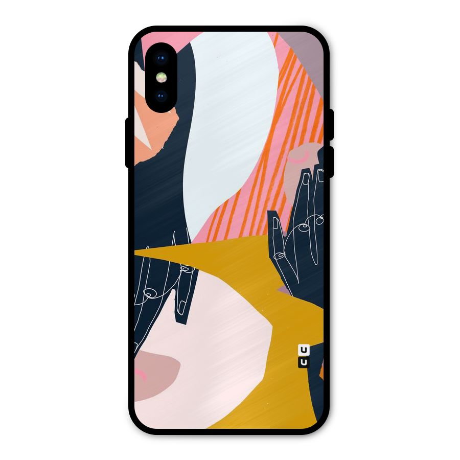 Abstract Hands Metal Back Case for iPhone X