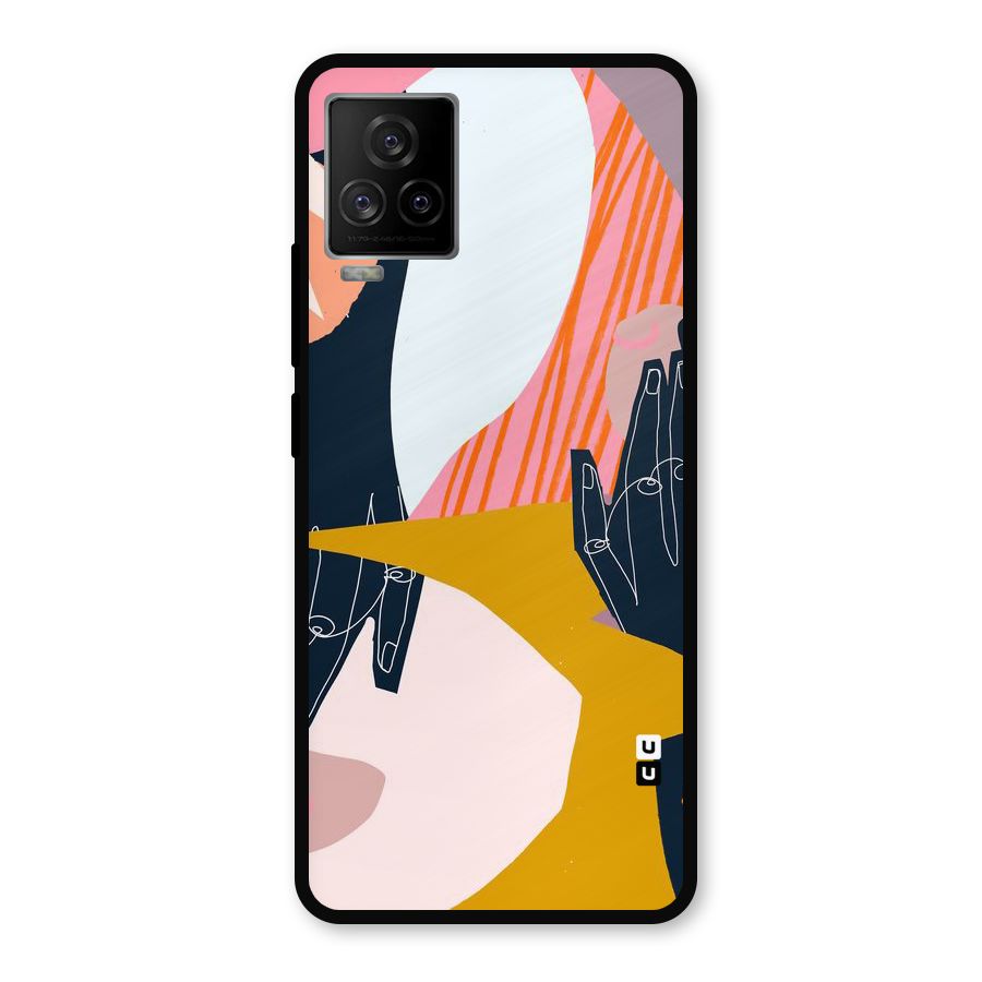 Abstract Hands Metal Back Case for iQOO 7 Legend 5G