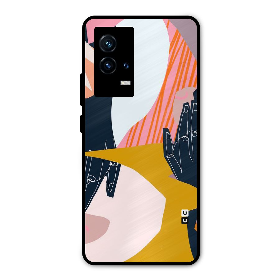 Abstract Hands Metal Back Case for iQOO 9 5G