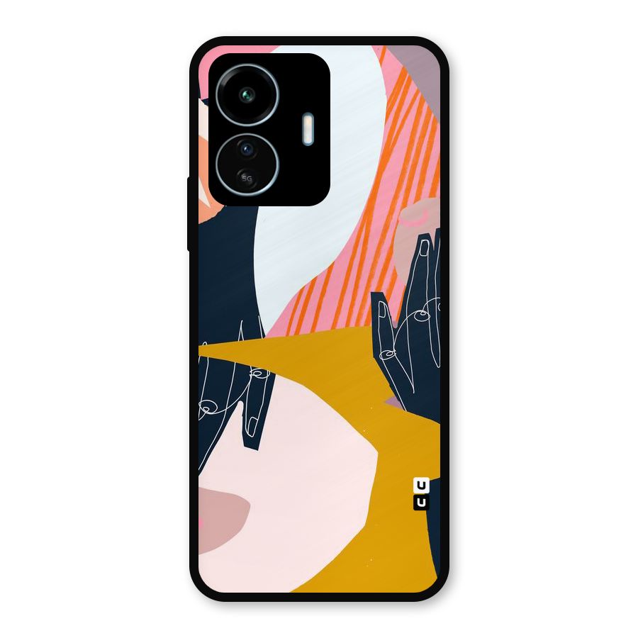Abstract Hands Metal Back Case for vivo iQOO Z6 Lite 5G