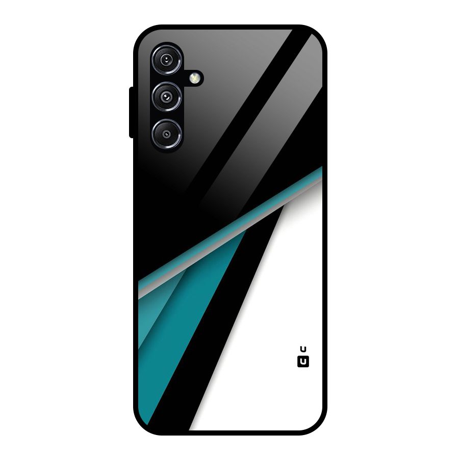 Abstract Lines Of Blue Glass Back Case for Galaxy M34 5G