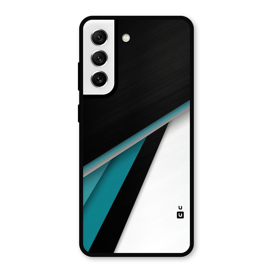 Abstract Lines Of Blue Metal Back Case for Galaxy S21 FE 5G