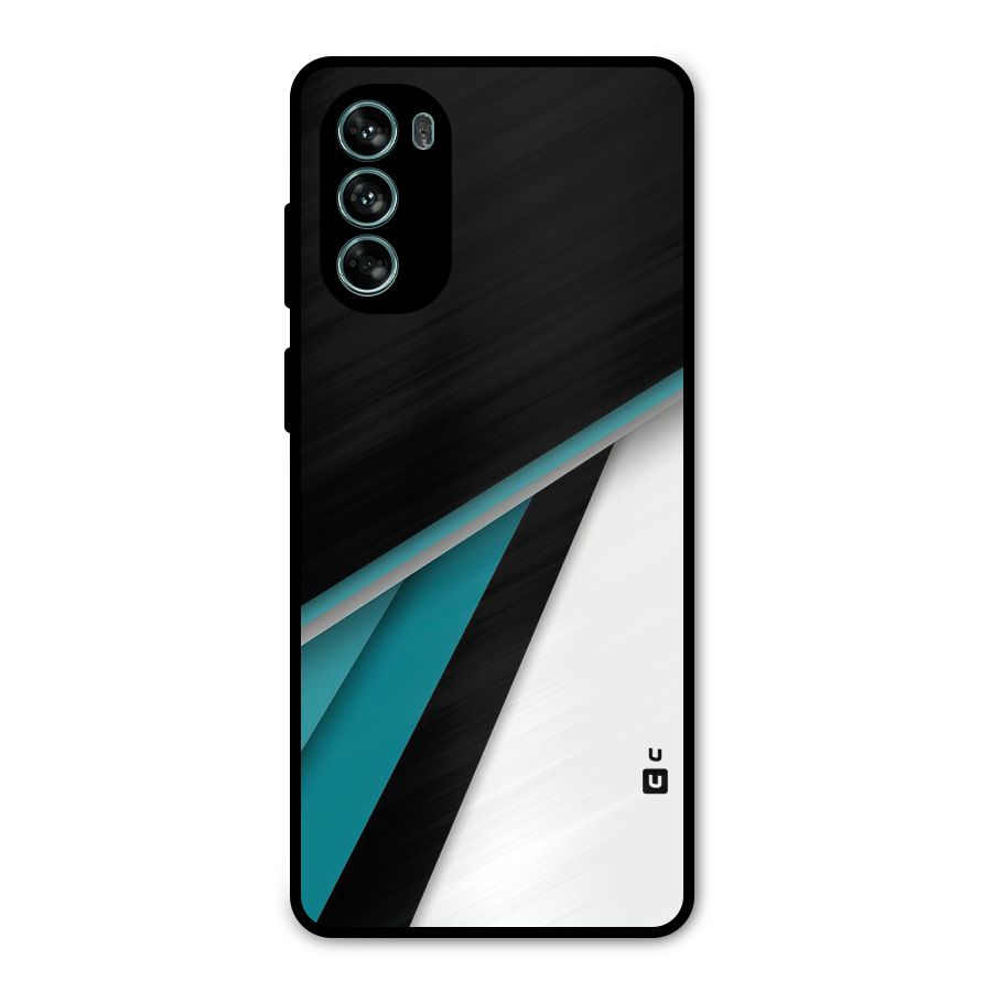 Abstract Lines Of Blue Metal Back Case for Moto G62