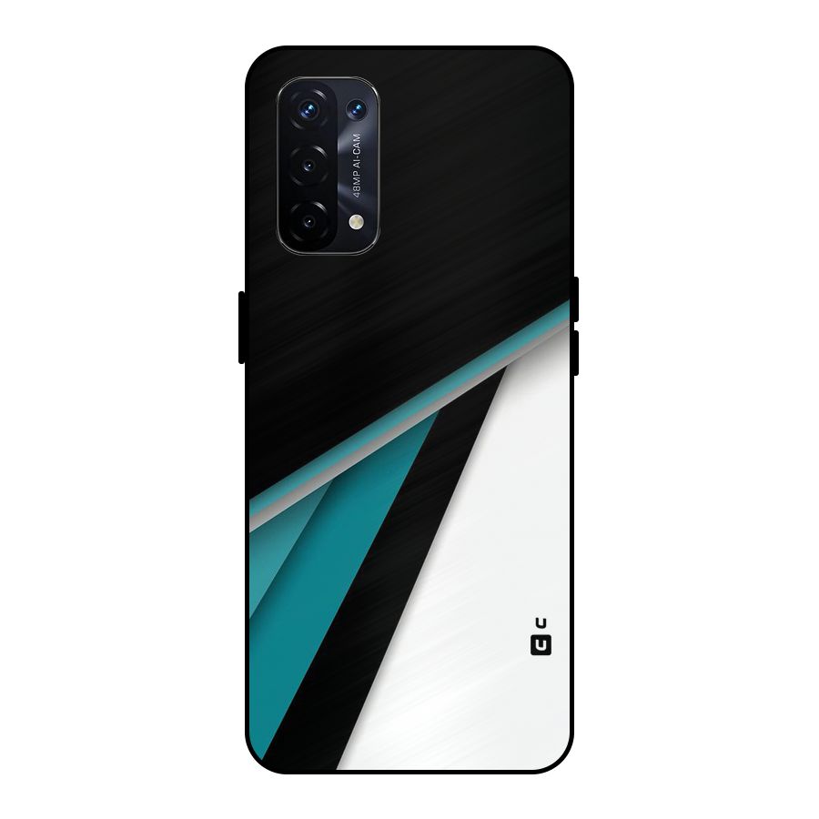 Abstract Lines Of Blue Metal Back Case for Oppo A74 5G