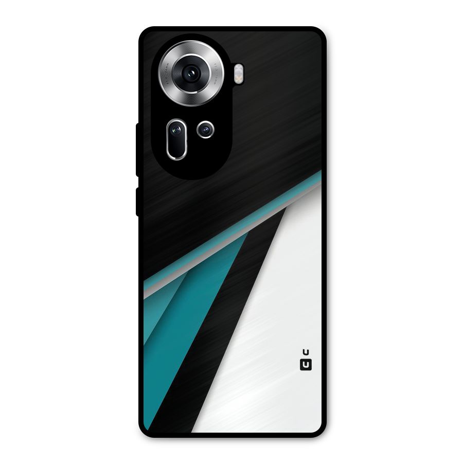 Abstract Lines Of Blue Metal Back Case for Oppo Reno11 5G