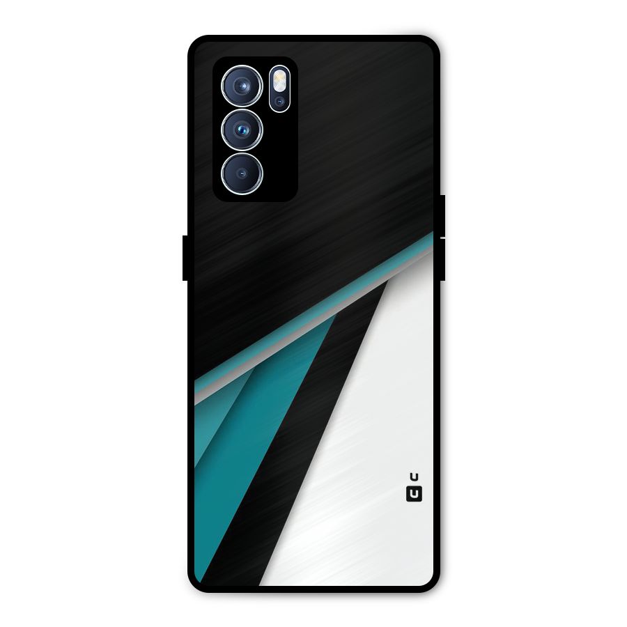 Abstract Lines Of Blue Metal Back Case for Oppo Reno6 Pro 5G