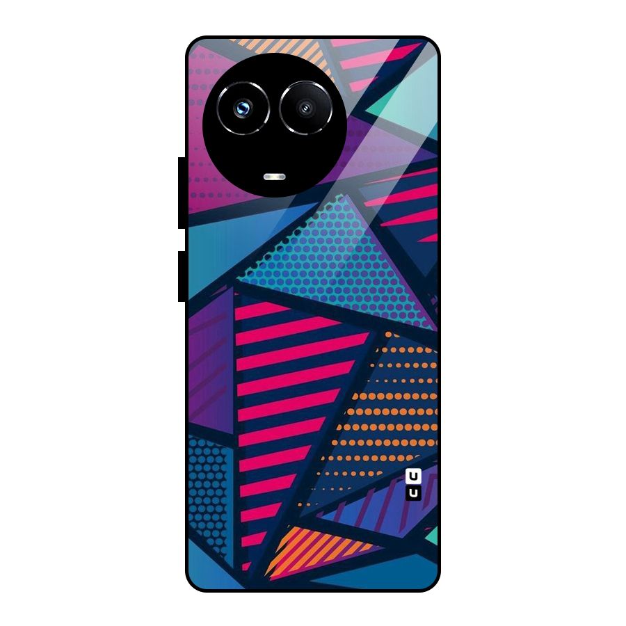 Abstract Lines Polka Glass Back Case for Realme 11X