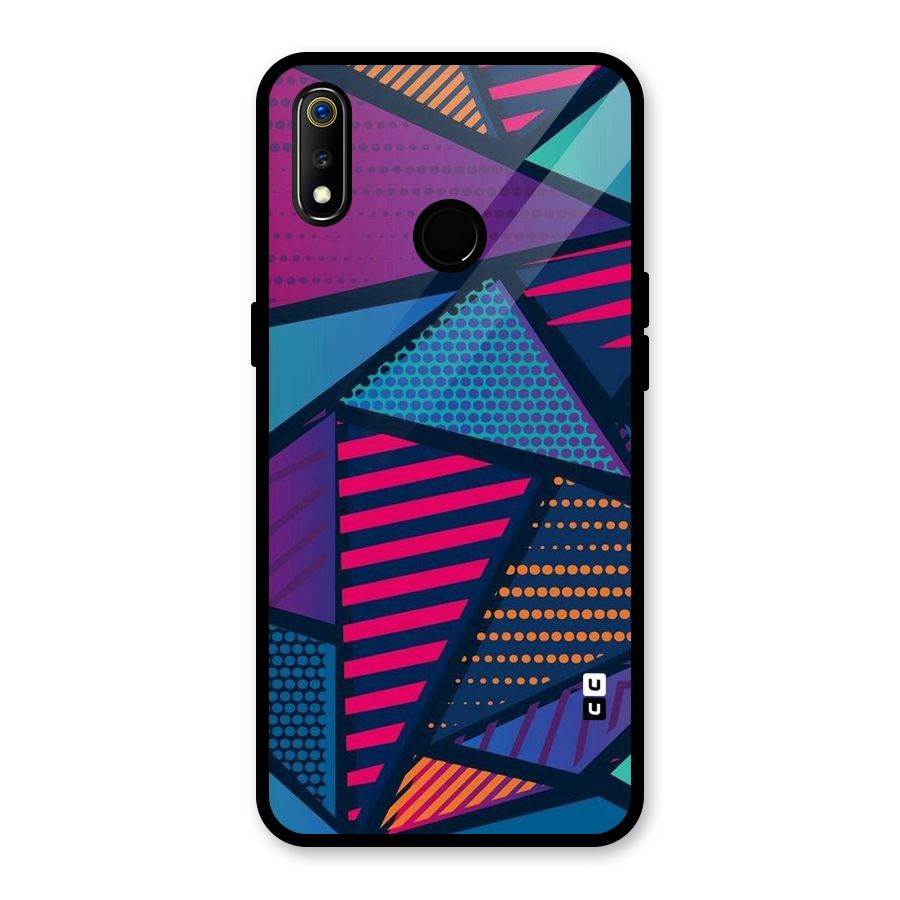 Abstract Lines Polka Glass Back Case for Realme 3