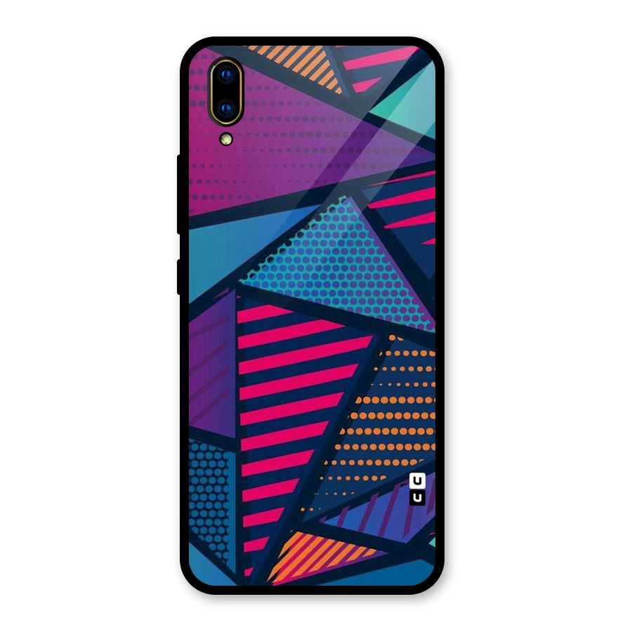 Abstract Lines Polka Glass Back Case for Vivo V11 Pro