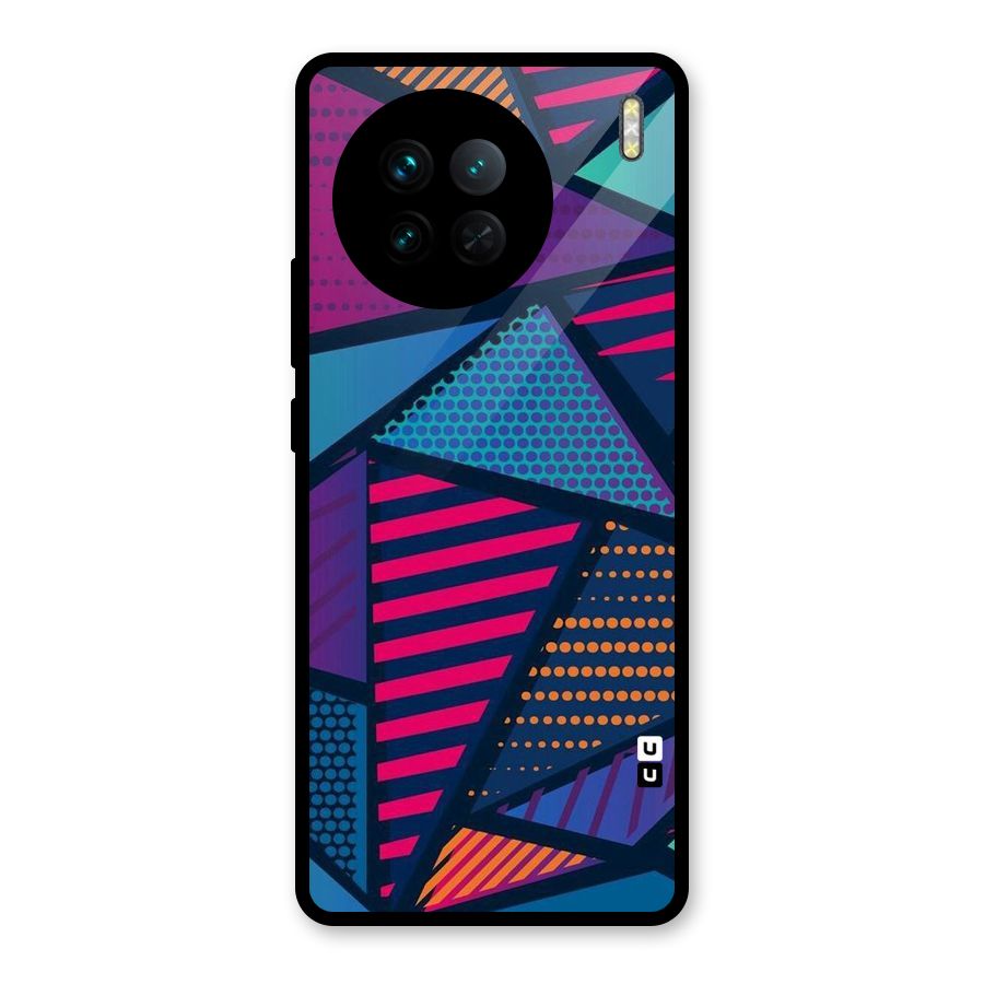 Abstract Lines Polka Glass Back Case for Vivo X90