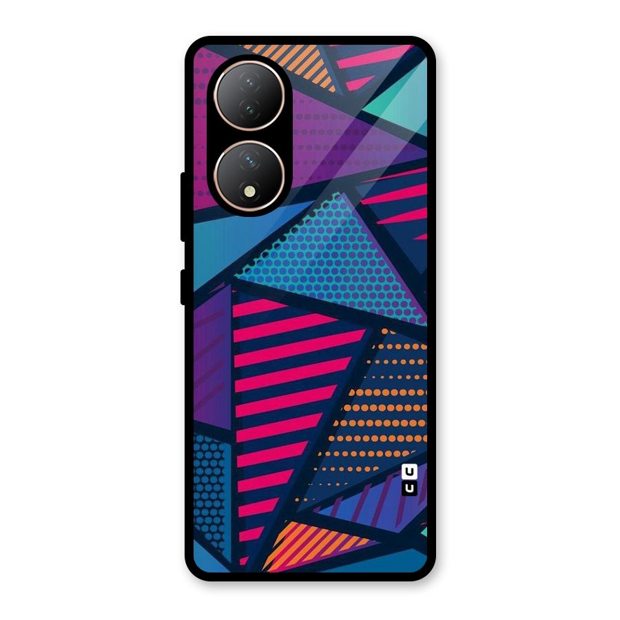 Abstract Lines Polka Glass Back Case for Vivo Y100A