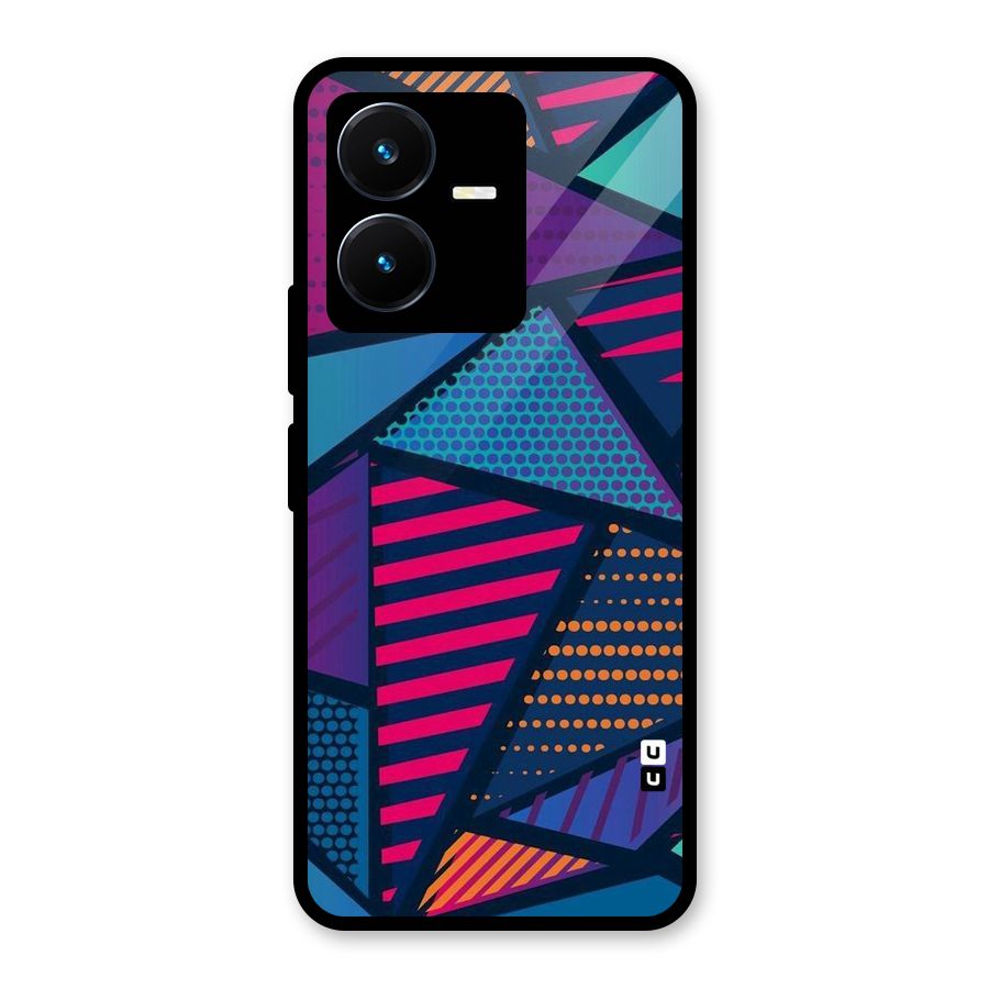 Abstract Lines Polka Glass Back Case for Vivo Y22s
