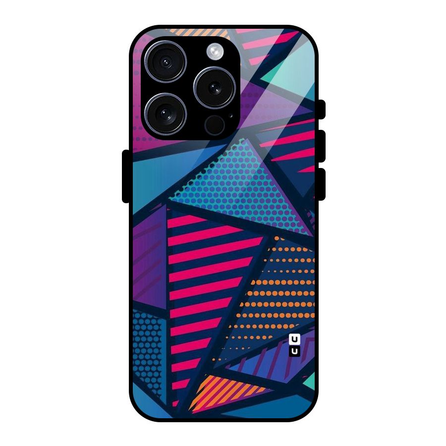 Abstract Lines Polka Glass Back Case for iPhone 15 Pro