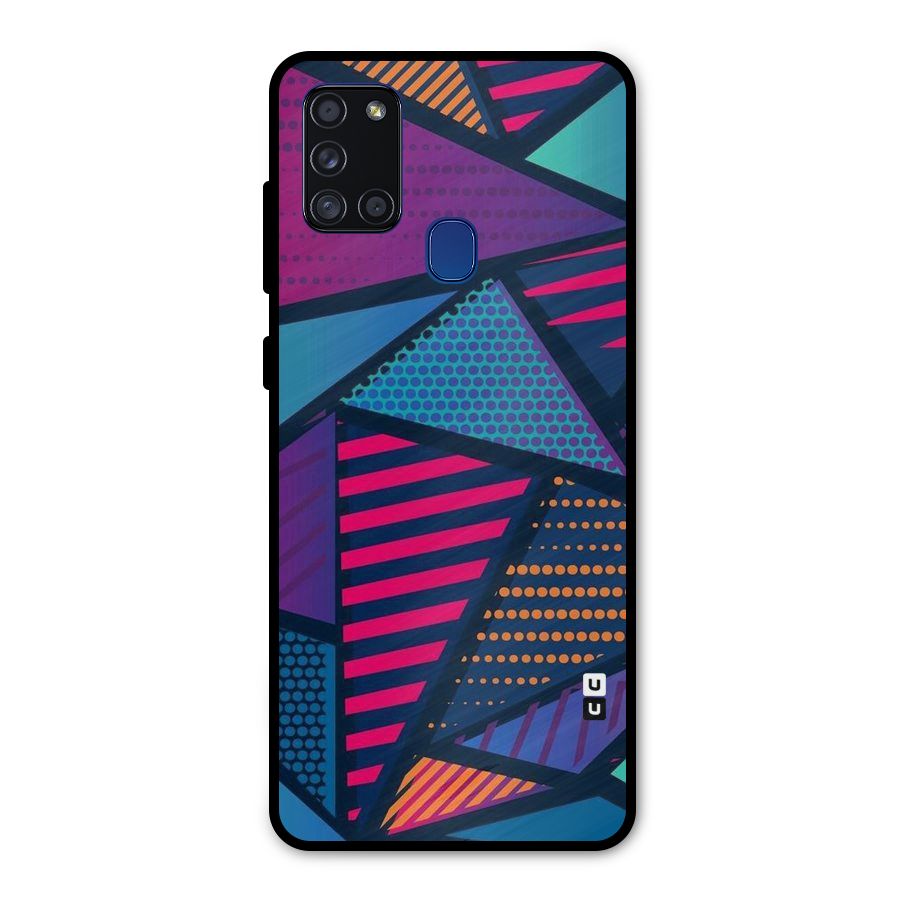 Abstract Lines Polka Metal Back Case for Galaxy A21s
