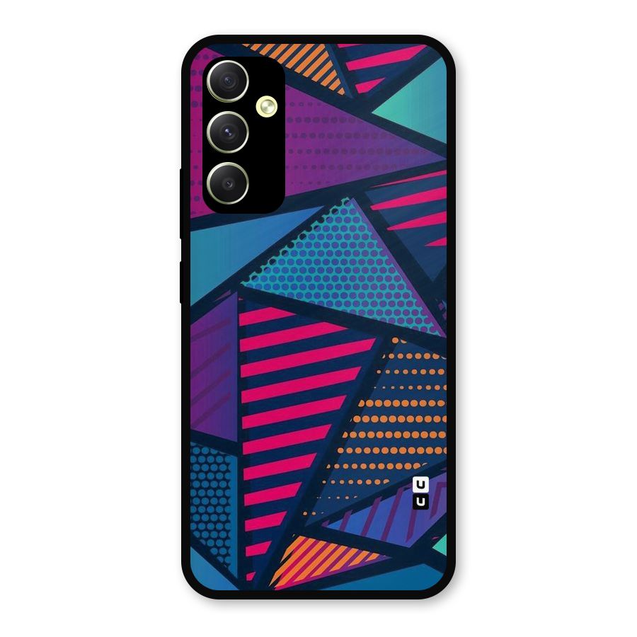 Abstract Lines Polka Metal Back Case for Galaxy A34
