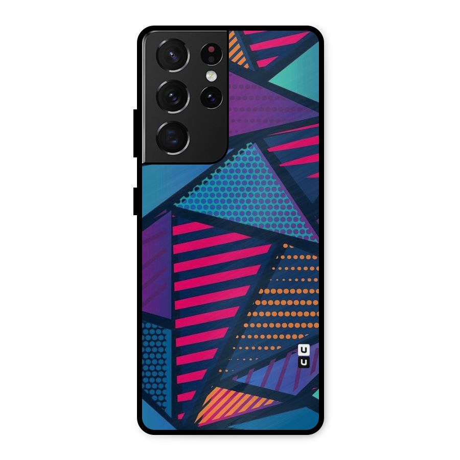 Abstract Lines Polka Metal Back Case for Galaxy S21 Ultra 5G