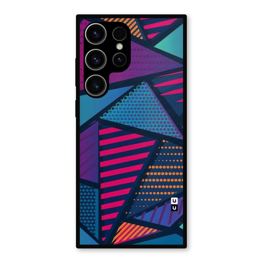 Abstract Lines Polka Metal Back Case for Galaxy S23 Ultra