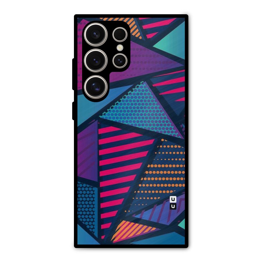 Abstract Lines Polka Metal Back Case for Galaxy S24 Ultra